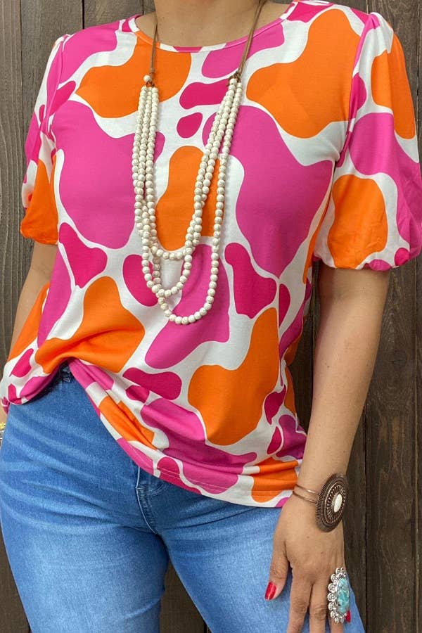 Pink and Orange Cow Print Tunic*