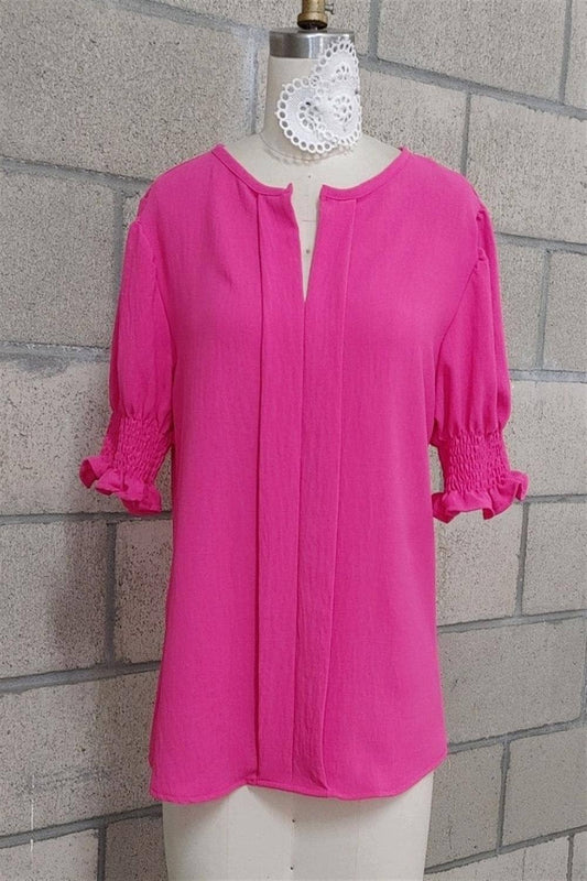 Hot Pink Pleated Blouse*