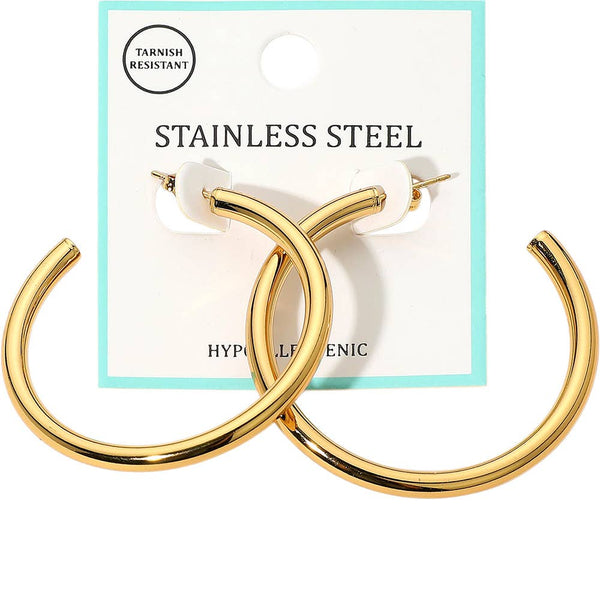 Silver Stainless Steel Hoop Earrings