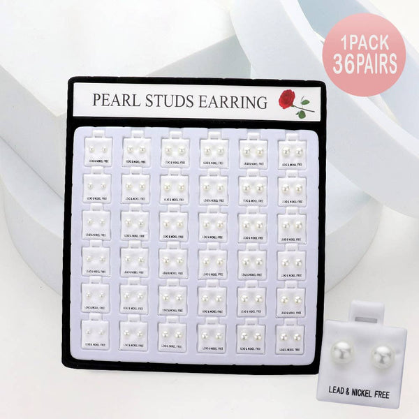 Round Pearl Stud Earrings
