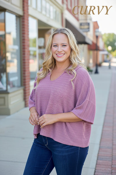 Mauve roomy fit top with collar