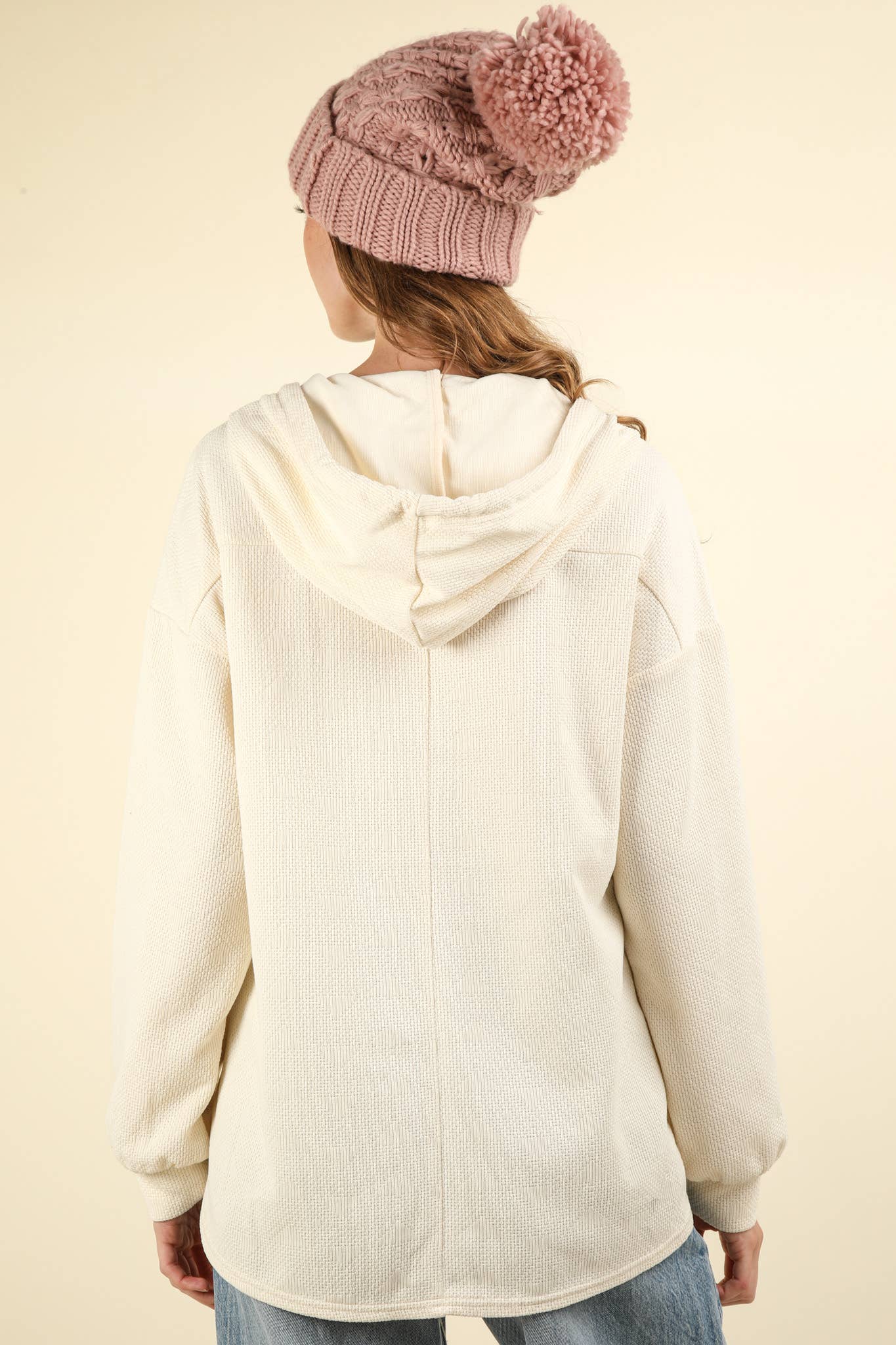 Cream Piping Detail Hoodie