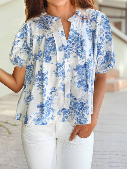 Elegant Floral Pleated Top
