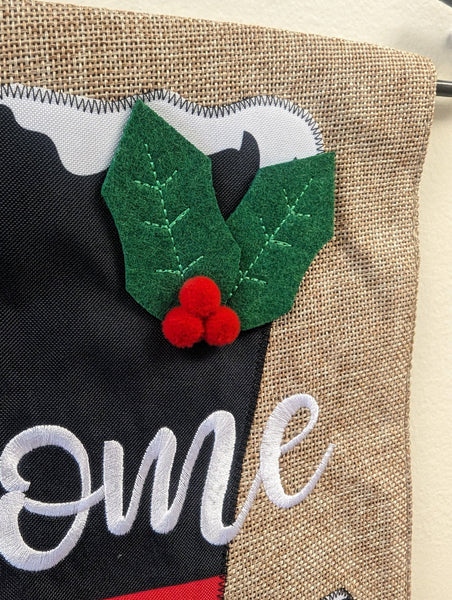 Christmas Decoration Snowman Top Hat 2-Sided Burlap