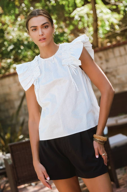 Butterfly Sleeve Striped Top