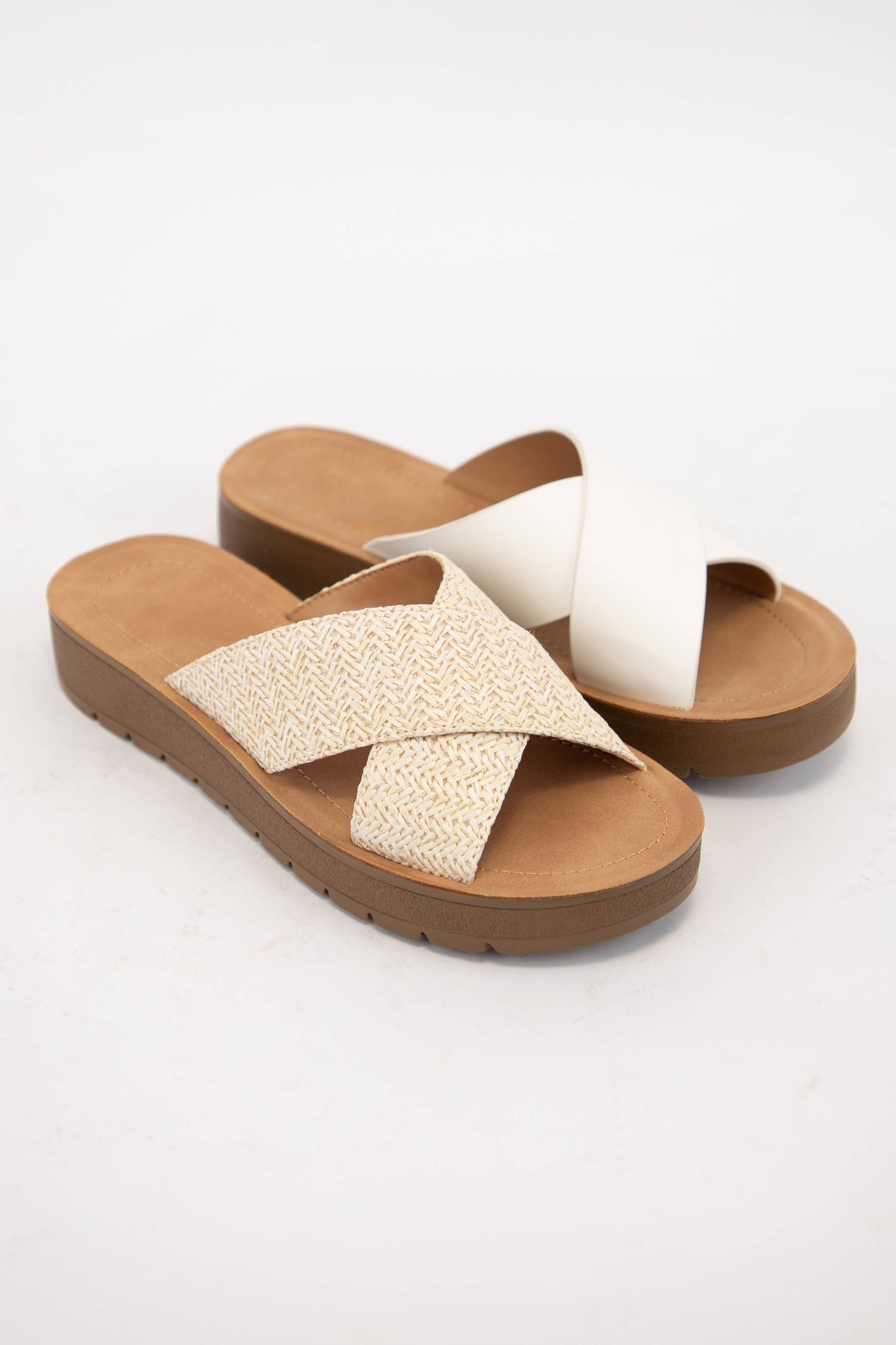 Soda Cross Strap Sandals Brown