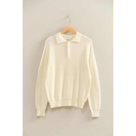 Cream Oversized Collar Sweater