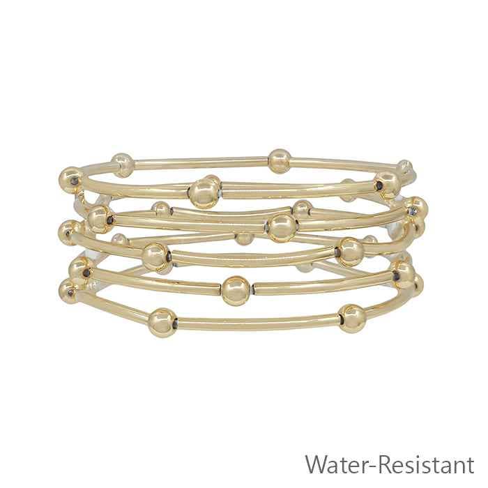Water Resistant Gold Piping and Beaded Stretch Bracelets