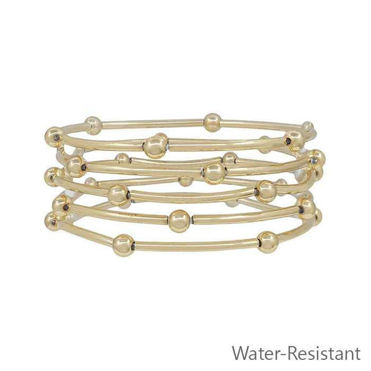 Water Resistant Gold Piping and Beaded Stretch Bracelets