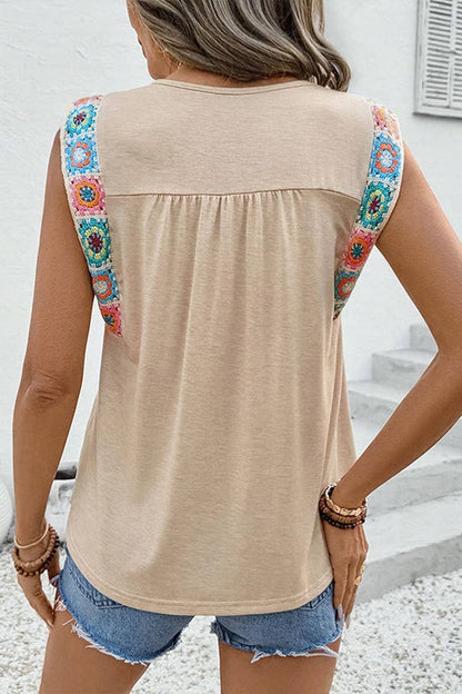 Embroidered Square Stitch Top
