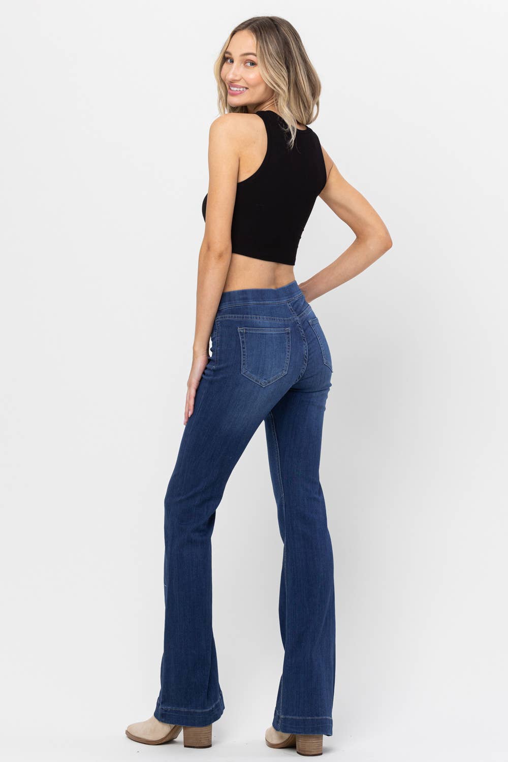 Jelly Jeans Dark Denim Pull On Flare*