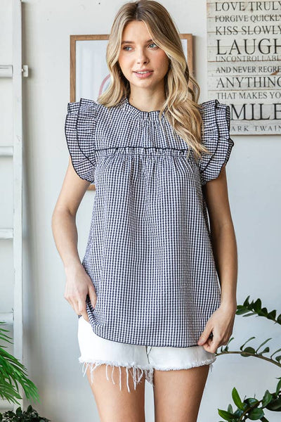 Ruffle Mock Neck Top Peach
