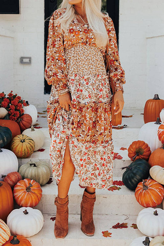 Long Sleeve Floral Midi Dress*