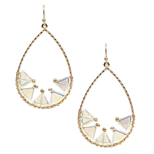 AB Stone with Open Teardrop Earring