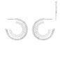 Silver Open Geometric with Rhinestone Accent 2" Earring