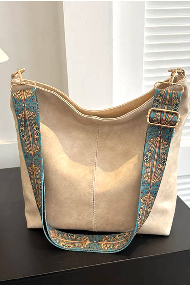 Retro Pattern Strap Vegan Leather Crossbody