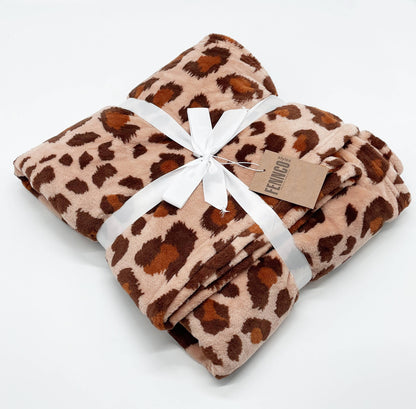 Brown Cheetah Print Fleece Throw Blanket