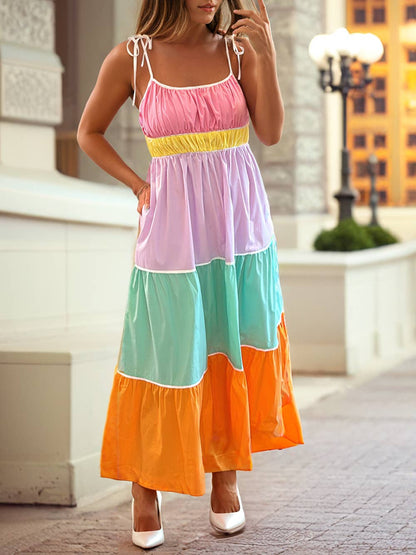 Summer Colorblock Maxi Dress