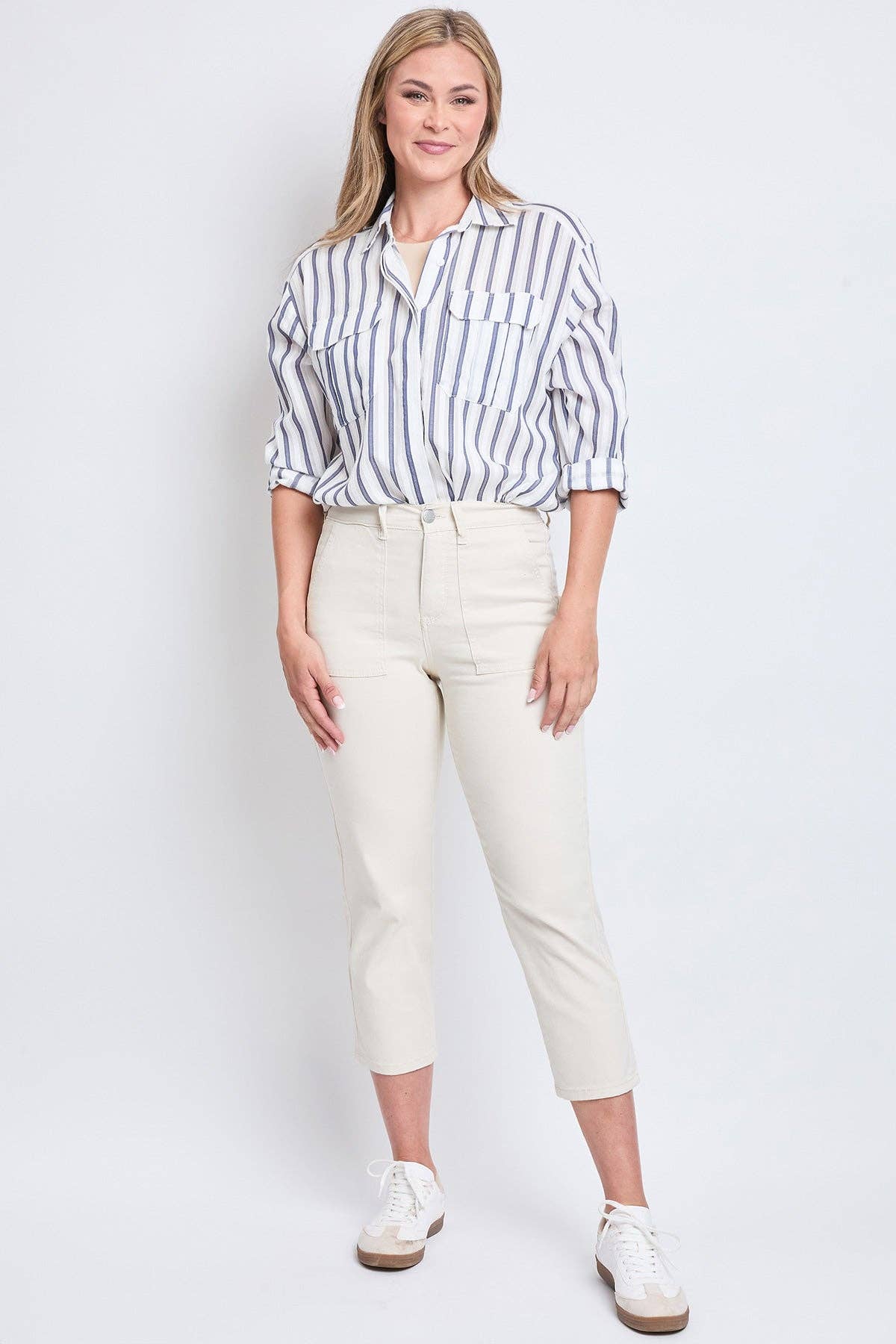 Ecru Tummy Control Cropped Pant