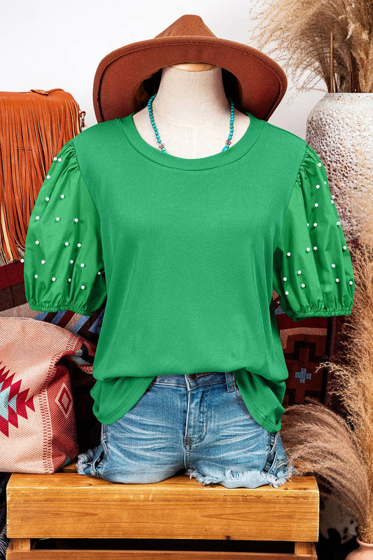 Green Pearl Embellished Top