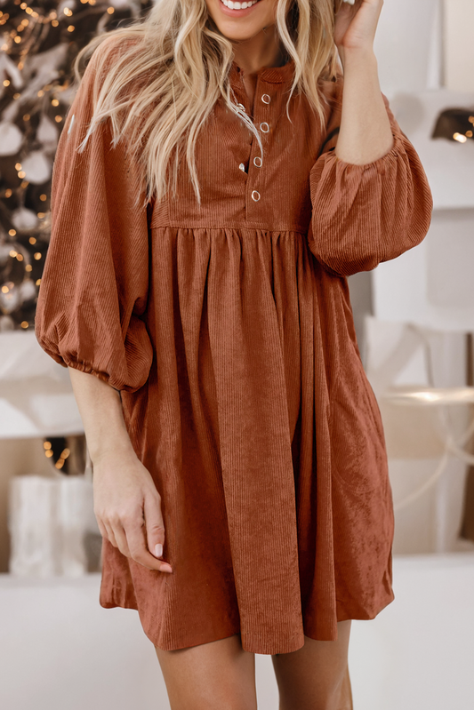 Gold Flame Corduroy Snap Dress