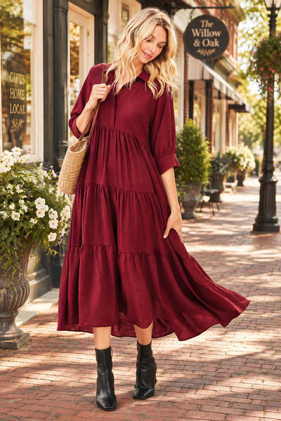 Merlot Airflow Midi Dress