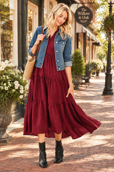Merlot Airflow Midi Dress
