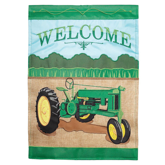 Garden Flag: Welcome Tractor, double Applique