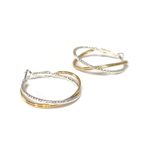 Gold with Silver Rhinestone Earring