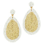White and Tan Rattan Teardrop 2" Earring
