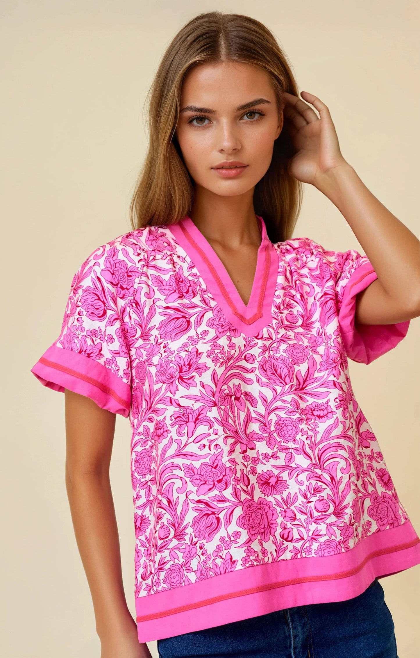 Pink Vintage Floral Top