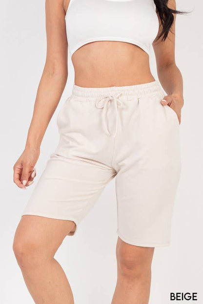 French Terry Bermuda Elastic Waistband Shorts