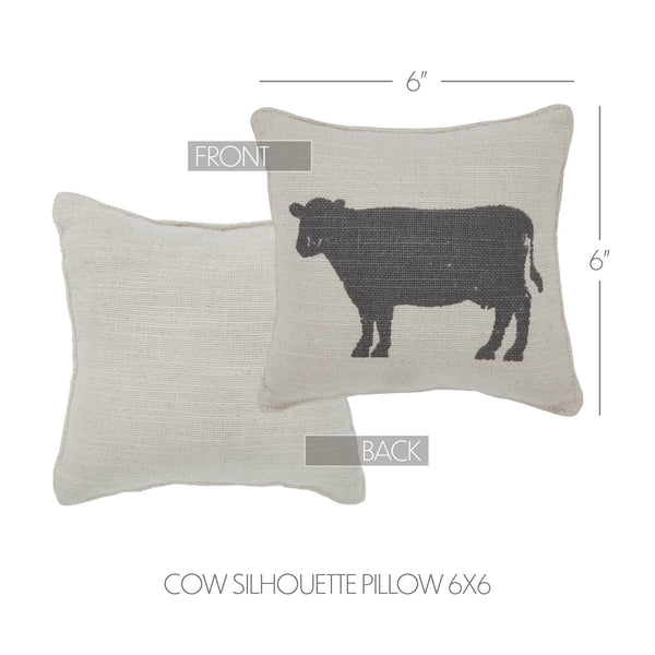 Neutral Farmhouse Cow Silhouette Small Pillow Decor 6x6