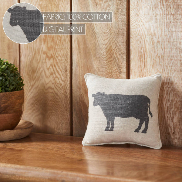 Neutral Farmhouse Cow Silhouette Small Pillow Decor 6x6