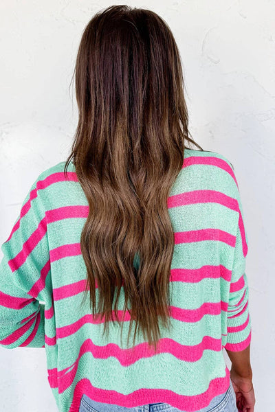 Casual Knit Mint and Pink Sweater