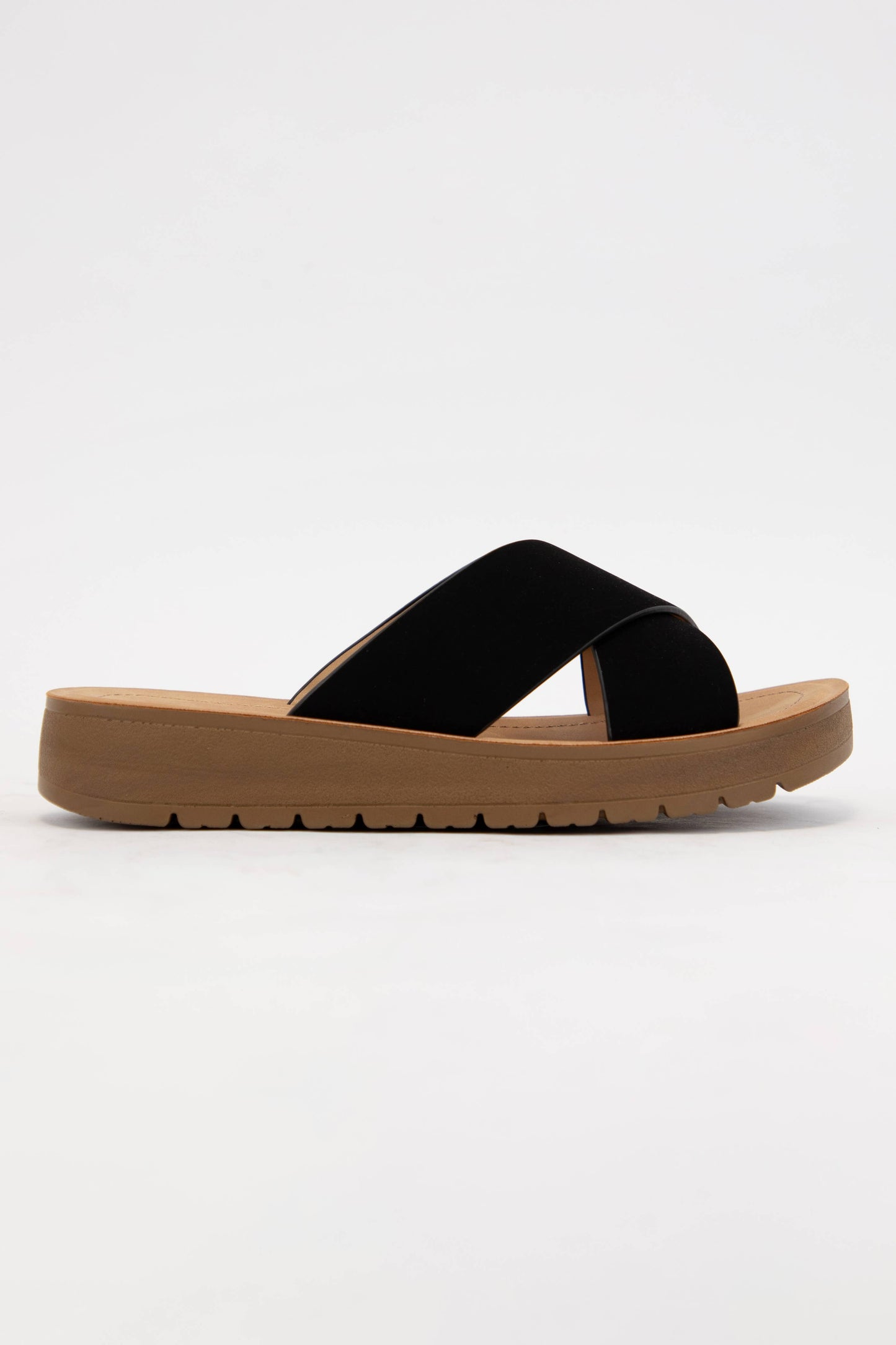 Soda Cross Strap Sandals Brown
