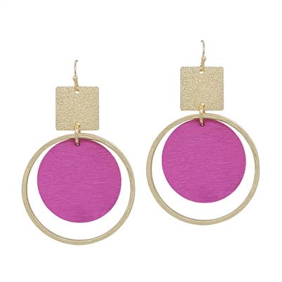 Gold and Hot Pink Wood Circle*