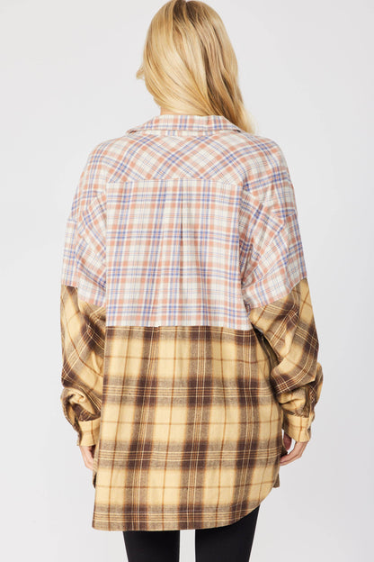Mix Plaid Oversized ButtonUp