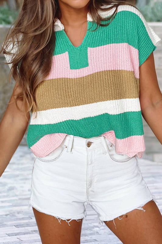 Teal Stripe Knit Tee