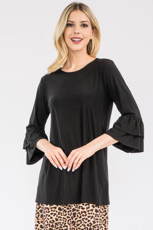 Sheer Black Ruffle Top*