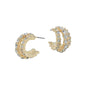 Three Row  Rhinestone .75" Hoop Earring