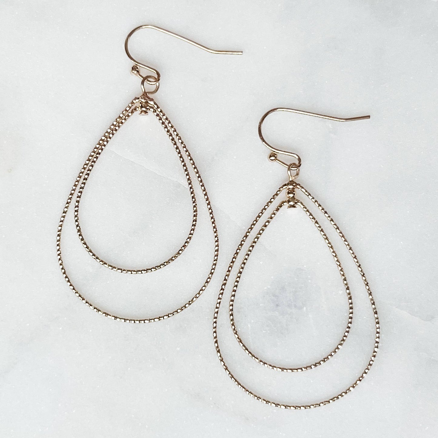 Gold Double Teardrop Mini Earrings*