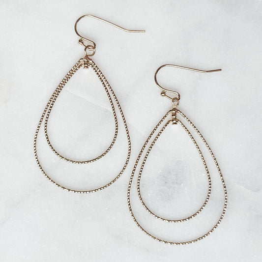 Gold Double Teardrop Mini Earrings*