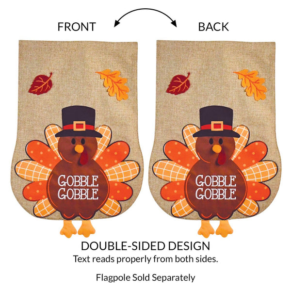 Thanksgiving Turkey Burlap 2-Sided Garden Flag