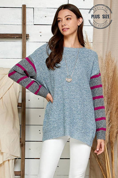 Blue and Magenta Open Back Sweater*