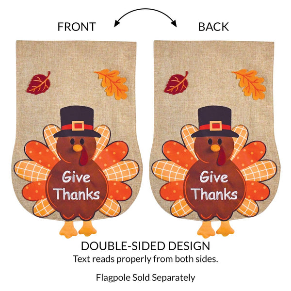 Thanksgiving Turkey Burlap 2-Sided Garden Flag