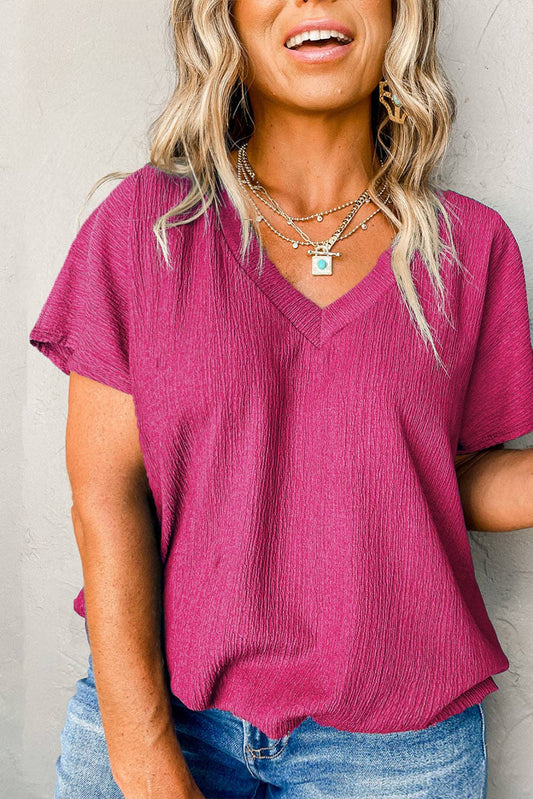 Bright Pink V-neck Tee*