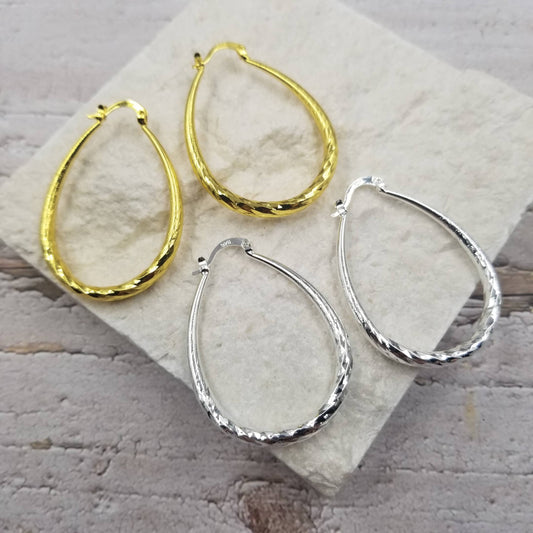 Textured Oval Latchback Earrings