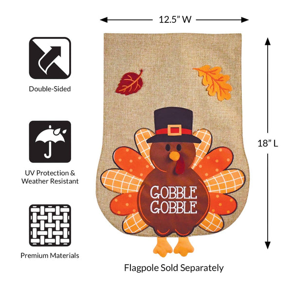 Thanksgiving Turkey Burlap 2-Sided Garden Flag