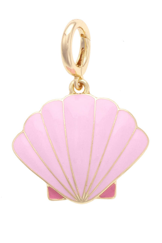Clamshell Enamel Pendant Charm in Light Pink